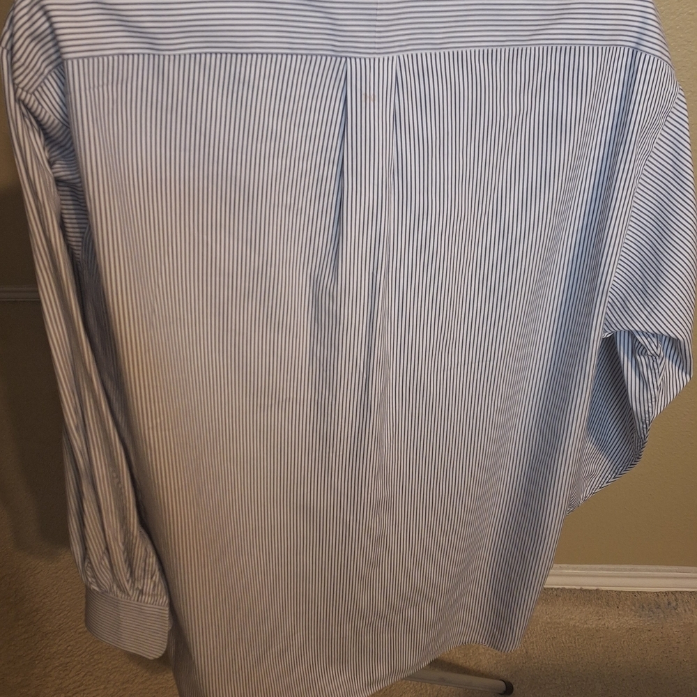 Paul Fredrick Classic Long Sleeve Striped Dress Shirt. S8ze 17.5/36 - Picture 4 of 7